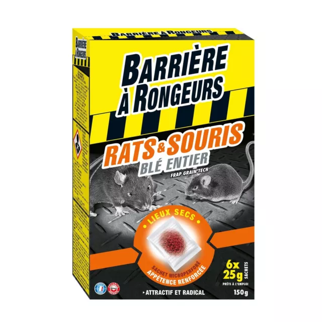 LOT DE 3 - BARRIERE A RONGEURS - Anti Rats et Souris  Appât céréales Blé Entier