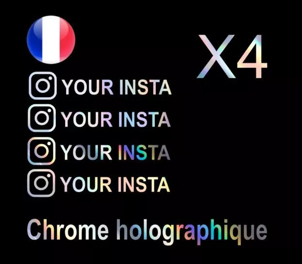 Stickers autocollant Instagram X4 holo deco Emblème Auto moto casque voiture