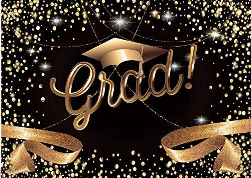 7X5ft Durable Polyester Fabric Black Congrats Graduation Backdrop Class of 20...