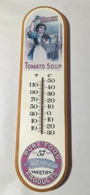 Vintage Heinz Tomato Soup Advertising Thermometer Hanging Wood Sign
