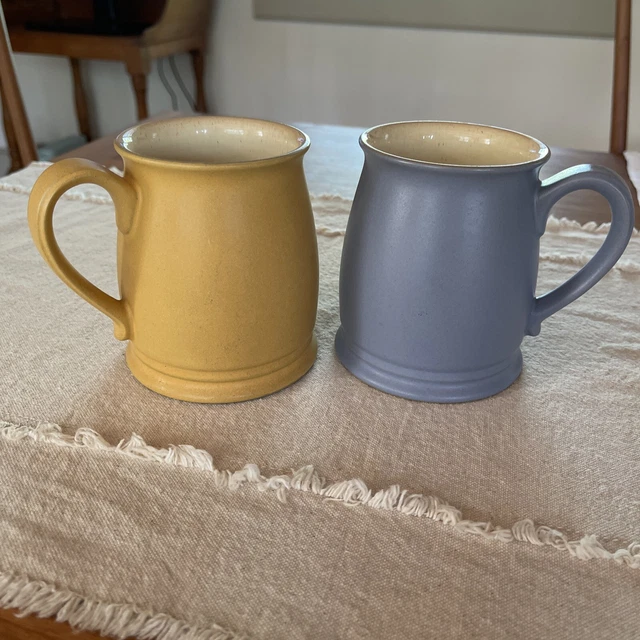 Lot of 2 *Vintage* Denby Harlequin Yellow and Blue - Matte Finish - 4 “ Tall Lot of 2 *Vintage* Denby Harlequin Yellow and Blue - Matte Finish - 4 “ Tall