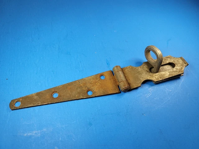 Vtg Rustic 7 7/8" Barn Door Hasp Latch Lock Chest Gate Padlock Hinged Twist Keep