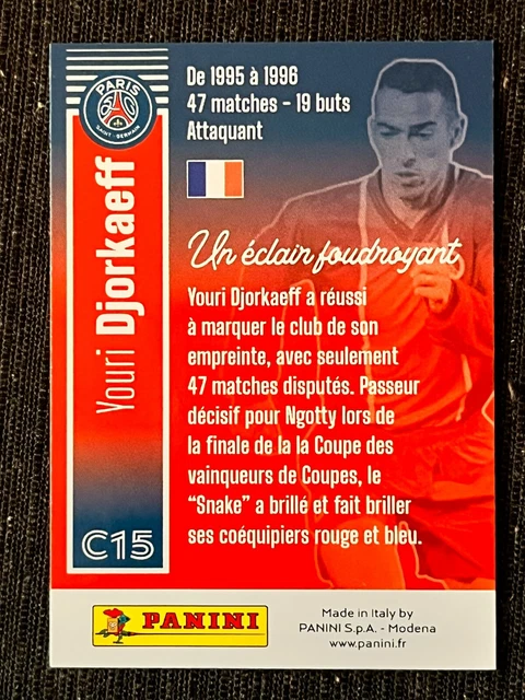 Carte Panini Légende Youri Djorkaeff - PSG 50 Ans #C15 - MINT PSA - Édition 2020