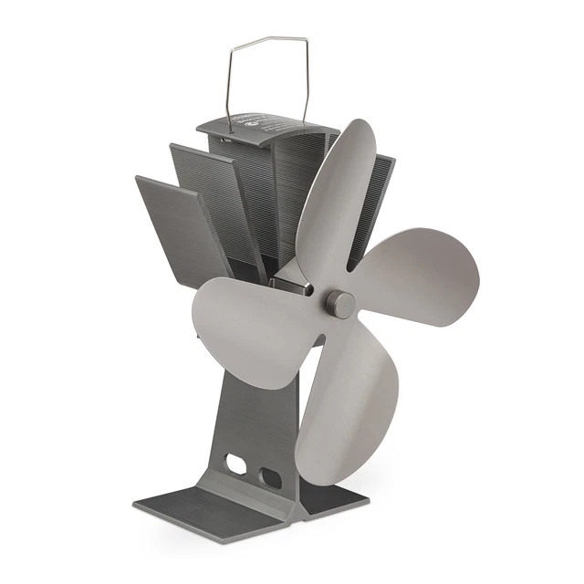 Ventilador estufa sin corriente Ventilador chimenea plateado Distribuidor calor