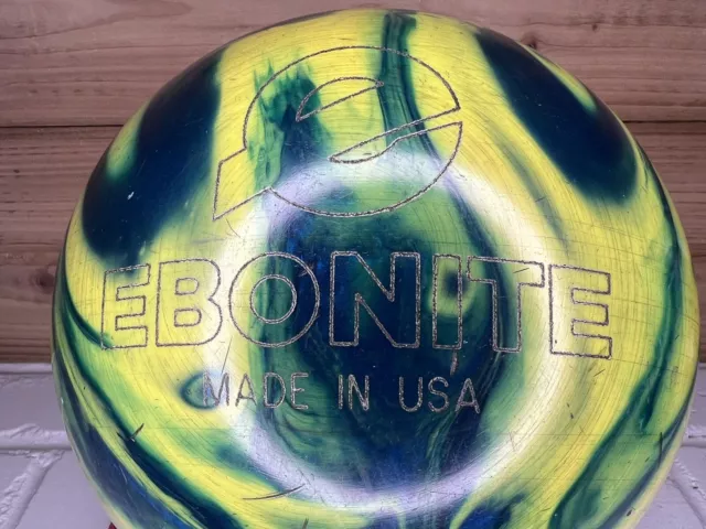 Ebonite Cyclone Bowling Ball Blue Yellow Marble Swirl 10 lbs 3 oz Made In USA
