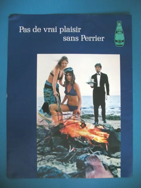 Publicite De Presse Perrier Eau Minerale Majordome Plage Le Vrai Plaisir Ad 1970