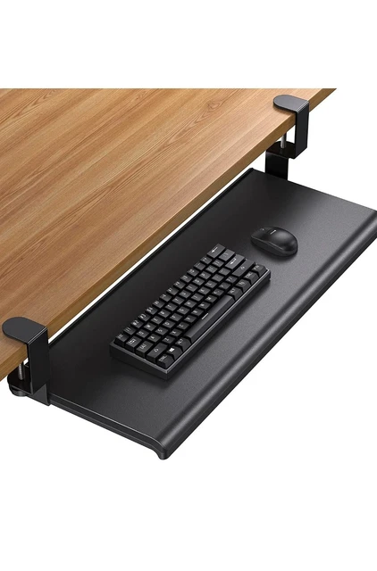HUANUO Keyboard Tray Under Desk with C Clamp-Large Size, Steady Slide Keyboard