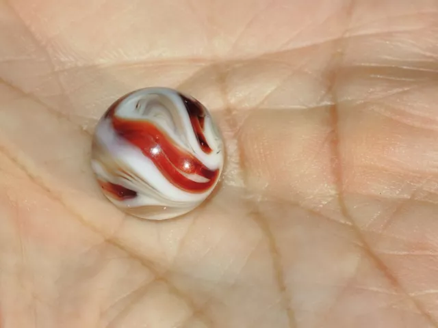 Christensen Agate CAC 17/32” Red White & Tan 3 Color Flame Swirl Vintage Marble