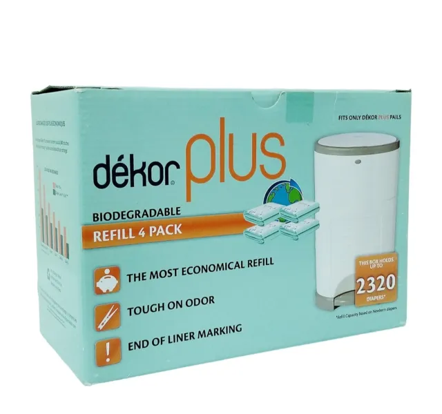 Dekor Plus Diaper Pail Biodegradable Refills 4-Pack NEW