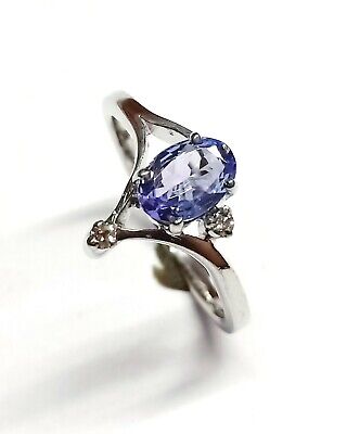 Radiant Diamond & Blue Kyanite Gemstone 9k White Gold Antique Jewelry Rings