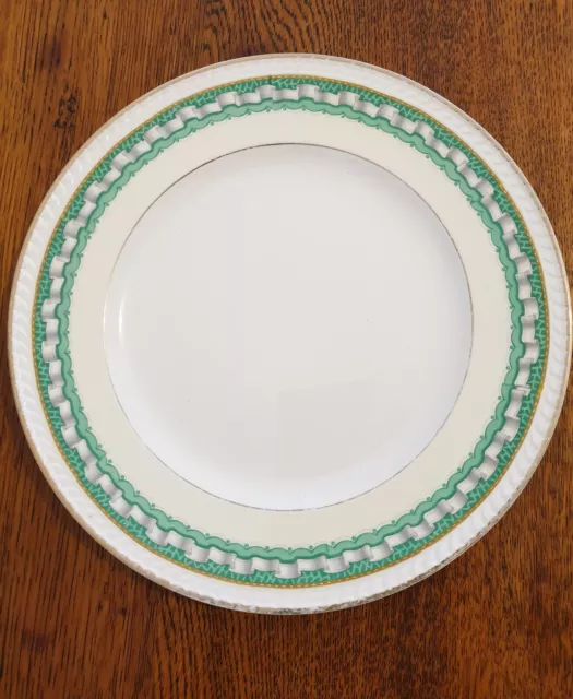 Vintage Portland Pottery, Green & White dinner plate