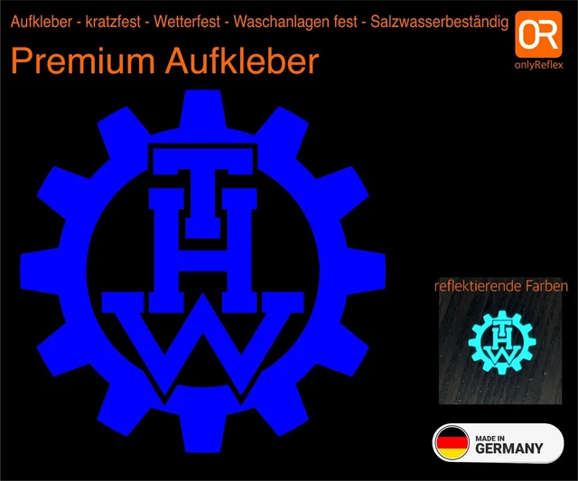 Technische Hilfswerk Rundlogo ohne Hintergrund, reflektierende Farben