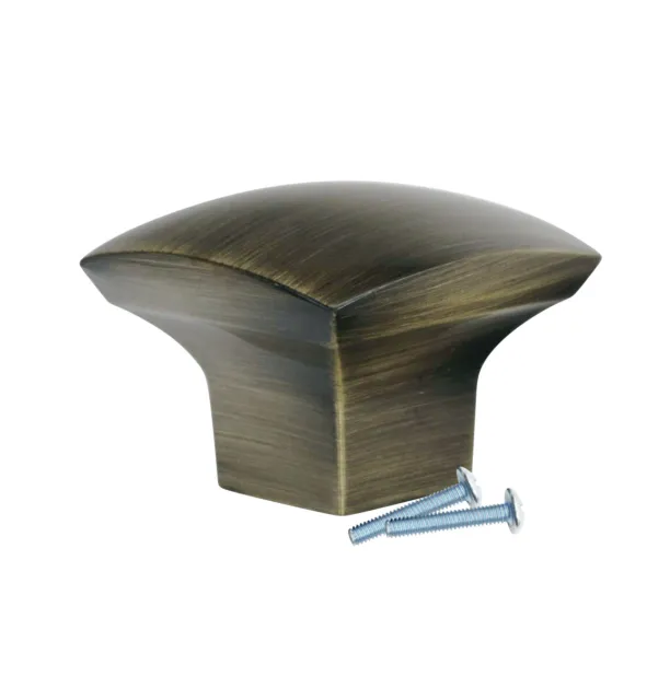 2x Zen Dynasty Square Rustic Brass Cabinet Drawer Knob, 1-7/32" (31mm) K341831RB