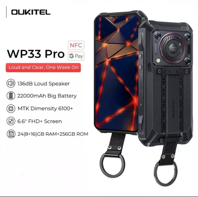 Oukitel WP33 Pro 5G Rugged Phone Dimensity 6100+ IP68 22000mAh 24GB+256GB  64MP
