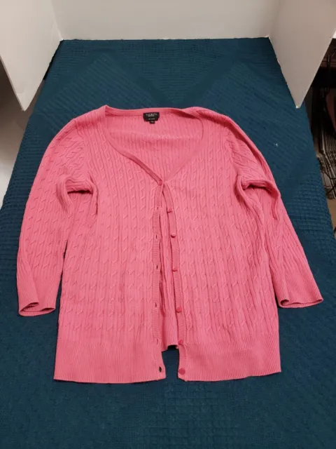 Talbots Womens Pink Long Sleeve Cardigan Sweater Size Medium Pima Cotton Ladies