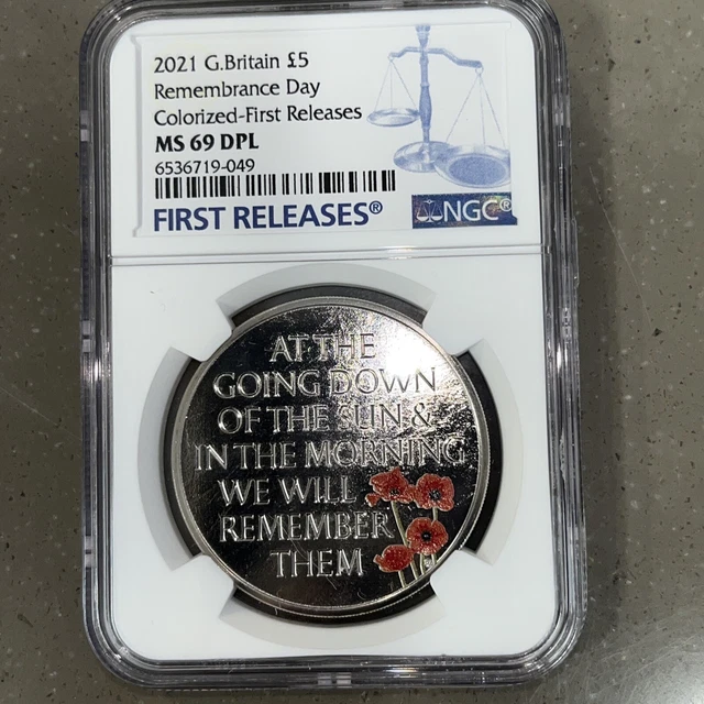 2021 Great Britain 5Pnd Remembrance Day Poppy Ngc Ms69 Dpl First Releases