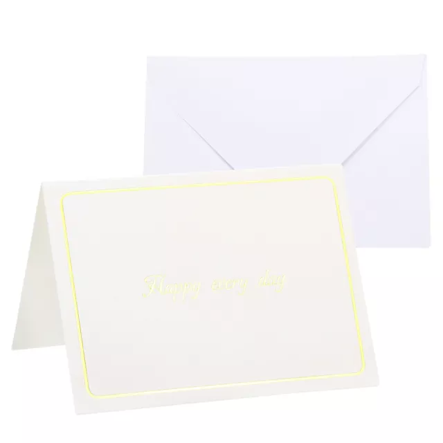 "Happy every day" Blank Greeting Cards,12Pcs Gold Tone White with Envelope