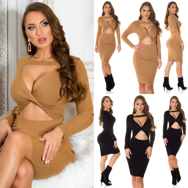 Vestito Corto Elegante Donna Abito Aderente Attillato da Sera Miniabito Sexy per