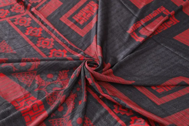 Vintage Sarees Indian Grau Rot Bedruckt Pure Krepp Seide Sari Craft Kleid Stoff