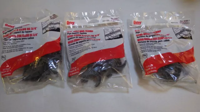 3 Packs 12 each Oatey 3/4" Half Nail Clamp #33911