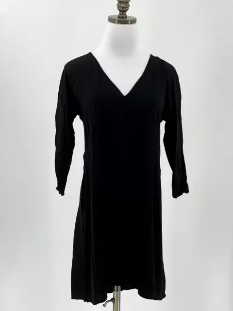 James Perse Black V Neck Shirt Dress Sz 1/S