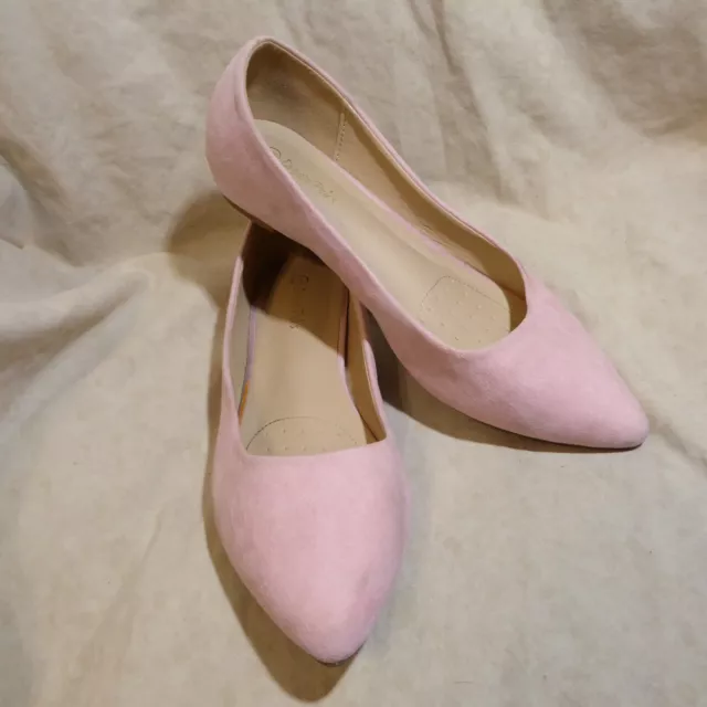 🩰 Dream Pairs Pointy Toe Ballet Flats sz 9 M Pink Sherbet Suede Leatherette