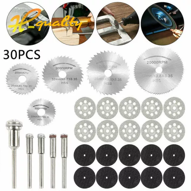 60x Diamond Cutting Discs Wheel Saw Blades Set+Drill Bit For Dremel Rotary Tool