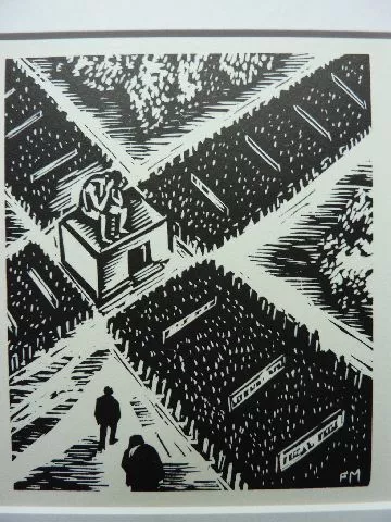 FRANS MASEREEL - Original Holzschnitt v.1966 "Hamburg" !!