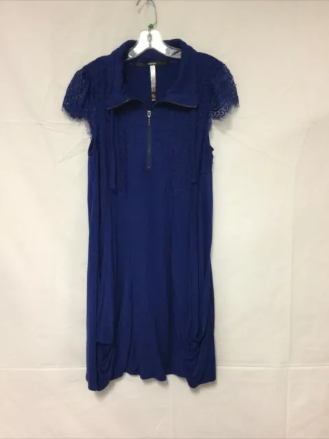 Kensie Blue Short Sleeve Zip Collared Dress Women's XL