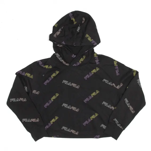 FILA Cropped Sports Black Pullover Hoodie Girls 11-12 Years