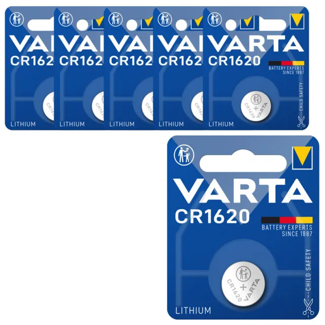 6x Varta CR 1620 DL1620 3V Lithium Batterie Knopfzelle 70mAh Blister