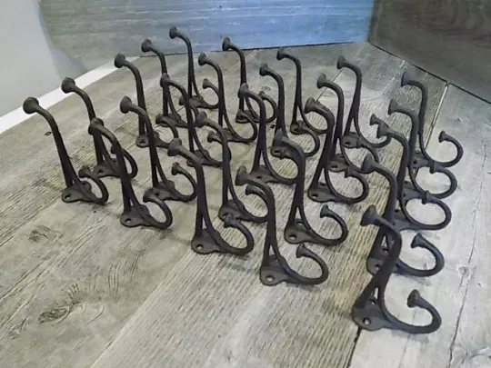 25 Rustic Cast Iron Coat Hat Wall Hooks Restore School Farm Towel Bath Kitchen