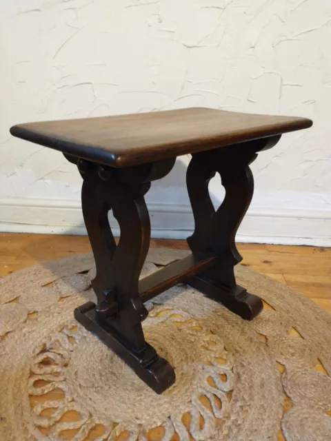 Old Solid Oak Arts and Crafts Side Table - Hand Made - Gothic - Lovely Grain