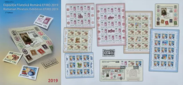 Rumänien 2019 Briefmarkenausstellung EFIRO Mi.7602-04,Zf.,KB,Bog.,Block 805,FDC