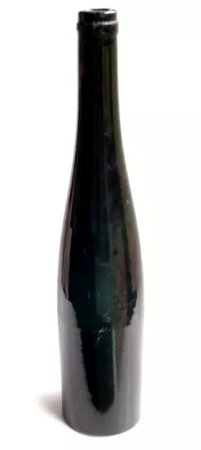 Antique 1800s Blown Glass Olive Green Black? Wine Bottle Applied Lip Ring Pontil