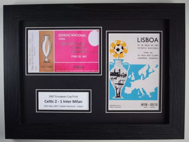 1967 European Cup Final Celtic A4 Photo Ticket Display Programme Ticket Lisbon