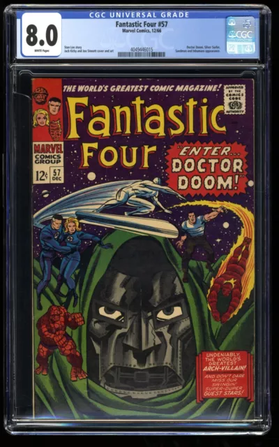 Fantastic Four #57 CGC VF 8.0 White Pages Doctor Doom Silver Surfer Appearance