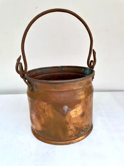 Antique Vintage Persian Turkish Rustic Large COPPER Bucket
