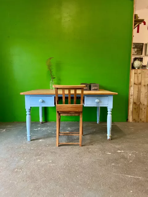 Large Antique Pine Desk, Craft Table, Vintage, Country Style, Farmhouse
