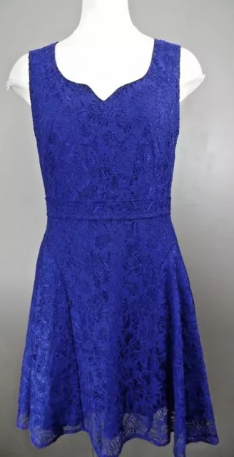 Zac Posen Z Spoke Womens 8 Blue Lace Sleeveless Fit Flare Skater Sheath Dress L