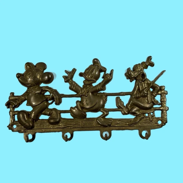 MICKEY MOUSE DONALD Duck Goofy Brass Key Holder Disney Rare 56.00