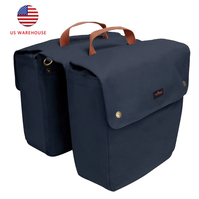 TOURBON CANVAS BIKE Double Pannier Rear Seat Bag Cycling Rollup