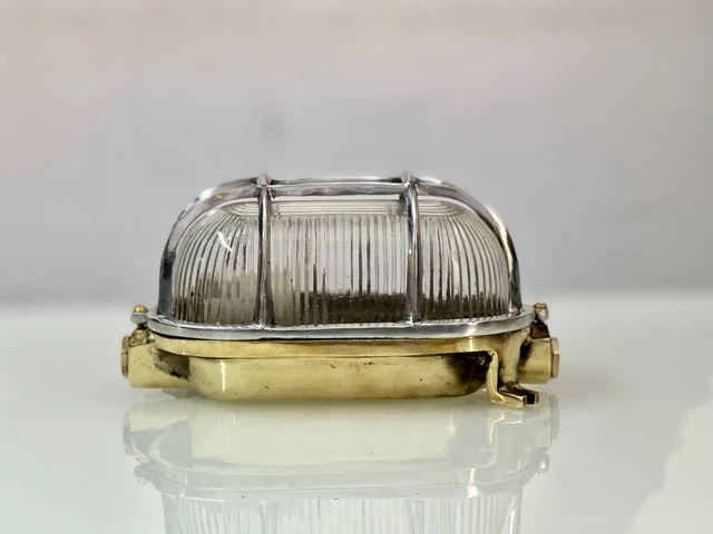 Lote de 5 accesorios de luz ovalados para jaula de mamparo de aluminio y latón