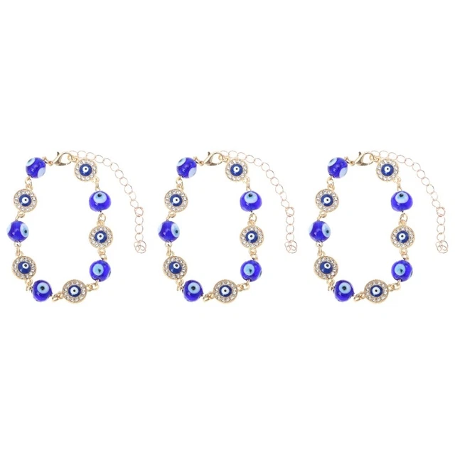 3x Beaded Bangles Turkish Bracelets Evil Eye Bangle Beaded Wristband