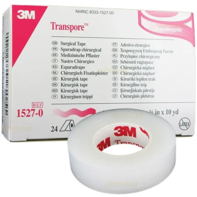 3M TRANSPORE Surgical Eyelash Tape Porous Breathable Latex Free | 1.25cm 2.5cm 3