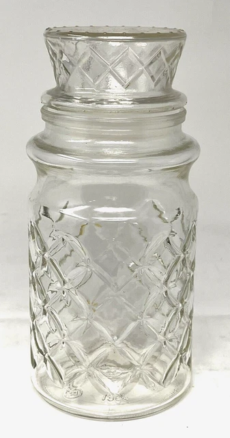 Vtg Planters Mr. Peanut Glass Jar w/Lid Anchor Hocking Peanuts 1983 Pineapple