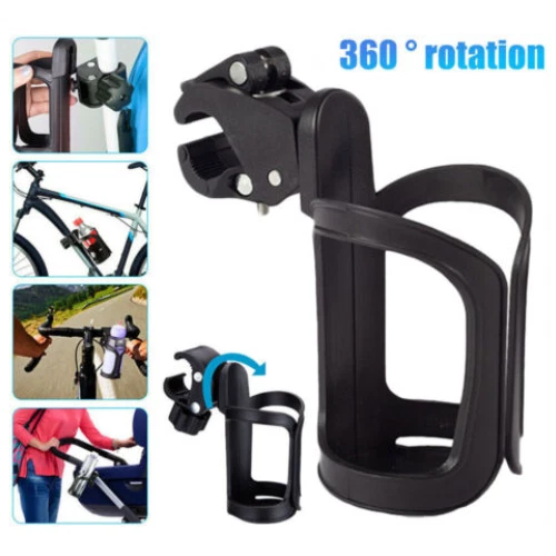 Universal Beverage Cup Holder For Wheelchair Walker Rollator Bike Stroller Black