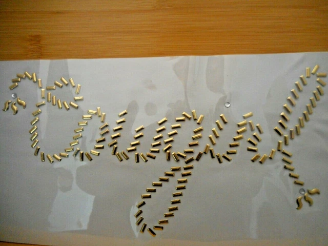 4.75x9.5" Cowgirl Script Gold Rhinestone Studs Iron-On Hot-Fix Transfer #74