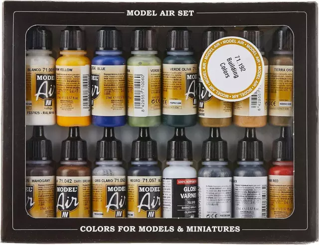 Vallejo Model Air Building Acrylic Paint Set for Air Brush - Assorted Colours