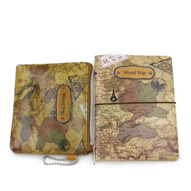 Coin Wallet + Passport Holder Cover ID Card Travel Bag World Trip Map Case
